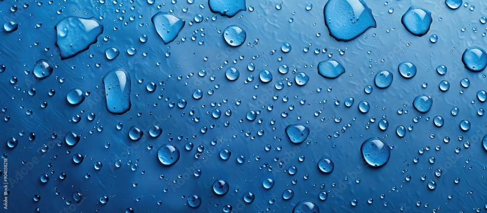 Poster raindrops on a textured blue background provide a perfect copy space image
