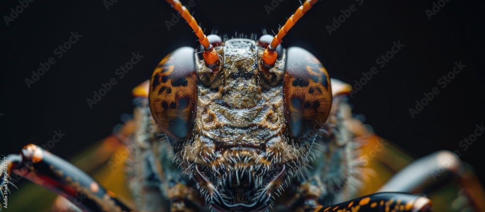 Aufkleber Detailed close up of an insect with a dark backdrop and ample copy space image