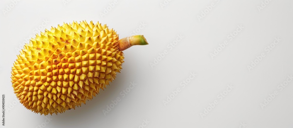 Poster jackfruit with exotic appearance on a white backdrop with copy space image