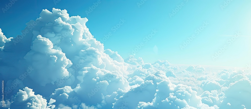 Poster Close up of a cluster of clouds against a blue sky with copy space image
