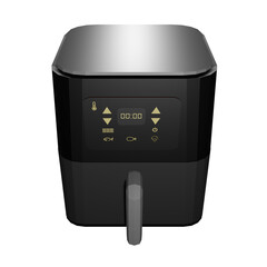 Simple black airfryer modeled in 3D/ PNG - Position 6