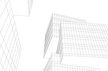 Abstract modern architecture 3d illustration