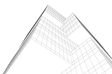 Abstract modern architecture 3d illustration