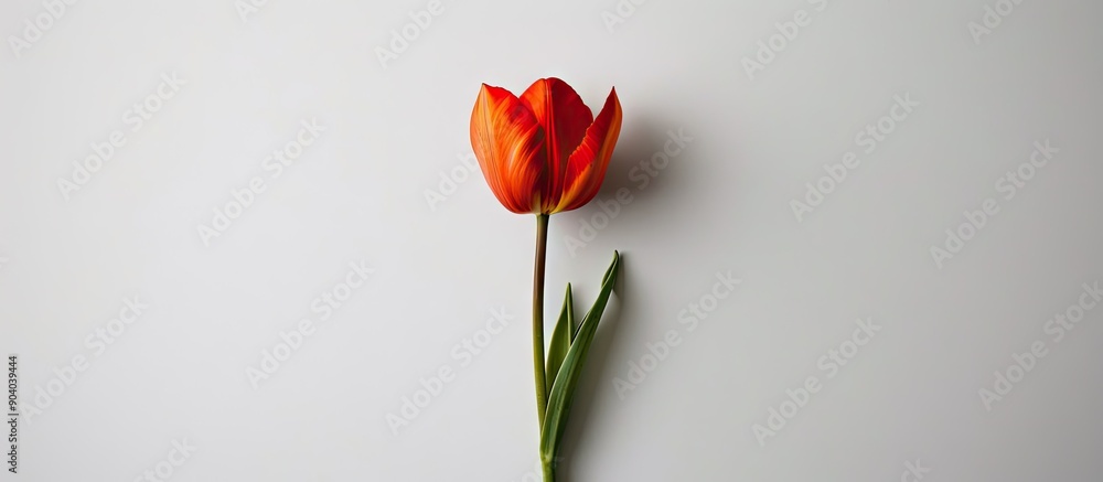 Aufkleber A top down view of a solitary tulip on a white background with copy space image