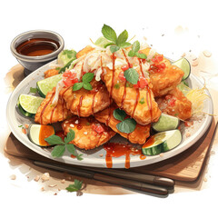 Watercolor Tempe indonesia, clipart Illustration, Generative Ai