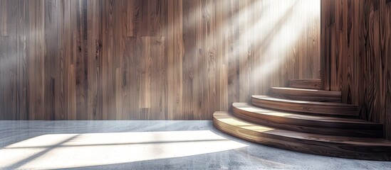 A wooden structure made from walnut wood featuring a classic black and white color scheme perfect for displaying copy space images