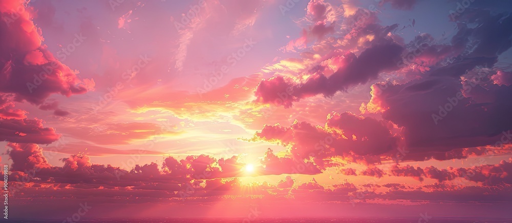 Poster a captivating sunset view with a beautiful sky and copy space image