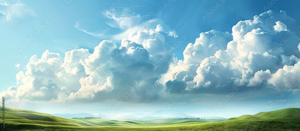 Poster clouds in a picturesque landscape ideal for adding a copy space image of nature s weather