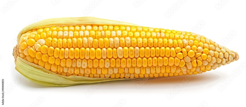 Poster corn cob isolated on a white backdrop with copy space image available