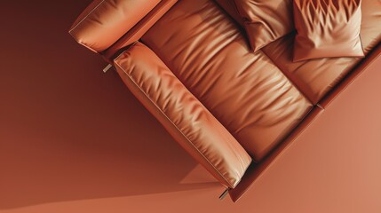 Modern Leather Sofa from High Angle Perspective