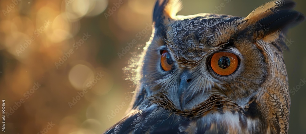 Poster one eyed owl in a close up copy space image