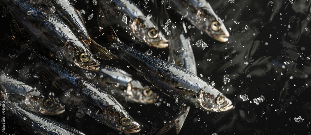 Poster One method of fish preservation involves using salted anchovies shown in a copy space image
