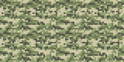 Pixel camouflage military pattern. Green camouflage pattern for army. Seamless pattern for textiles