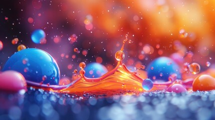 Abstract 3D Illustration of Colorful Liquid Spheres