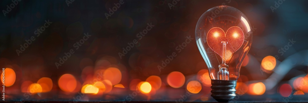 Aufkleber a light bulb is illuminated, surrounded by soft, defocused bokeh lights, creating a magical ambient 