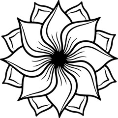Abstract ornamental flower design element. Mandala style flower symmetric illustration.
