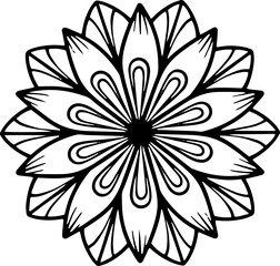 Abstract ornamental flower design element. Mandala style flower symmetric illustration.