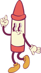 Crayon retro groovy mascot character 