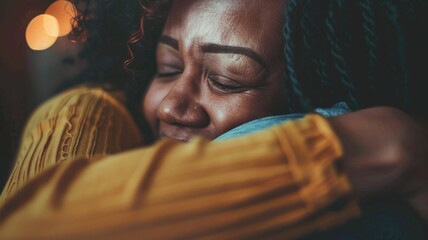 A family member comforting a loved one who is struggling with mental health issues,