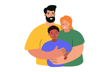 Loving Family Embracing Together in Bright Colors