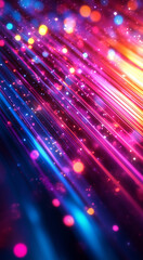 Obraz premium Futuristic abstract background, colorful bright neon rays and glowing lines. AI generative
