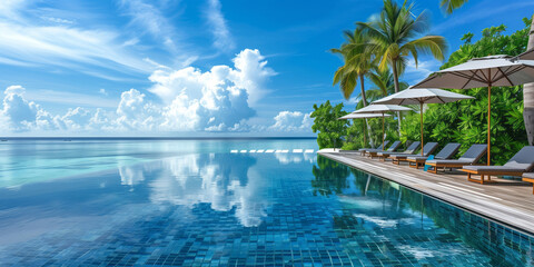 Stunning infinity pool overlooking the ocean at a tropical resort