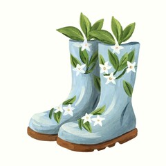 Illustration of boots with flowers