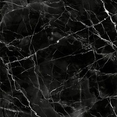 Seamless black marble texture with white veins.