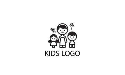 Fototapeta premium kids play logo design black simple line art on white background