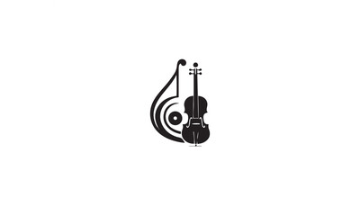 musical instrument logo design black simple flat icon on white background