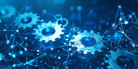 A digital transformation concept with interconnected gears symbolizing synergy and connectivity