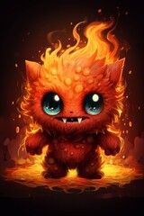 A red fire element monster