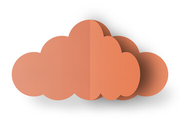 Orange paper clouds isolated on transparent background