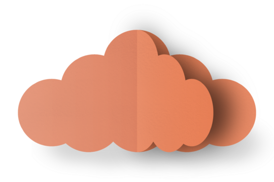 Orange paper clouds isolated on transparent background