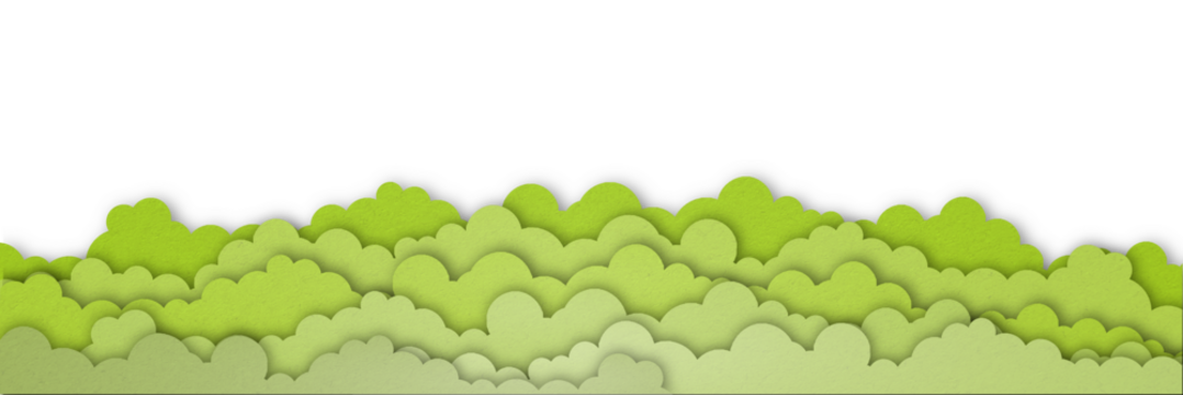 Green paper clouds isolated on transparent background