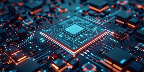 Futuristic HUD-Enhanced CPU: Modern Intelligent Quantum Chip for Big Data Processing, Pioneering the Frontier of Technological Advancements in Microchips and Microprocessors.