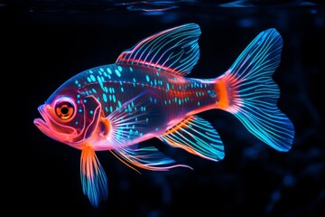 Fototapeta premium Colorful glowing fish in the dark