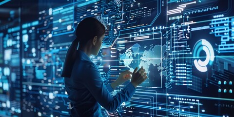 A CEO leading digital transformation initiatives with a global team through virtual meetings and digital collaboration