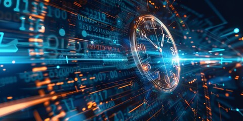 A digital transformation timeline with technological evolution milestones from past to future