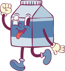 Milk character retro groovy mascot