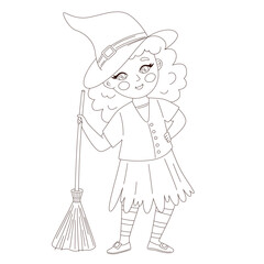 Adorable coloring pages featuring a cute witch in an enchanting fairy tale. Perfect for kids activity coloring books, these hand-drawn designs inspire joy and imagination