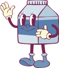 Milk character retro groovy mascot