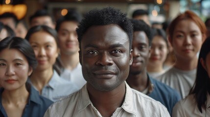 Confident Black Afro American Man Multicultural Community Diverse Group Unity