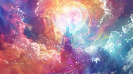 Fototapeta premium A digital art image depicting an aura of divine energy