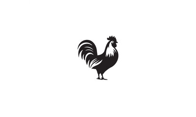 chicken hen logo design black simple line art on white background