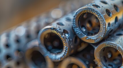 Perforation tool for perforate oil and gas well to make the hole on production tubing to allow gas and condensate flow Close up image of perforated gun carrier Perforating gun swelling after firing