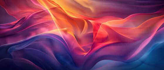 Fototapeta premium Social media background, A captivating abstract geometry background blends iridescent colors and layered shapes. The central space offers room for messaging, surrounded by dynamic