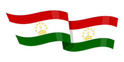 Vector illustration of wavy Tajikistan flag on transparent background