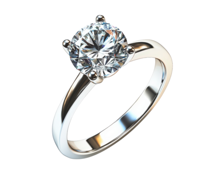 A diamond ring with a white band