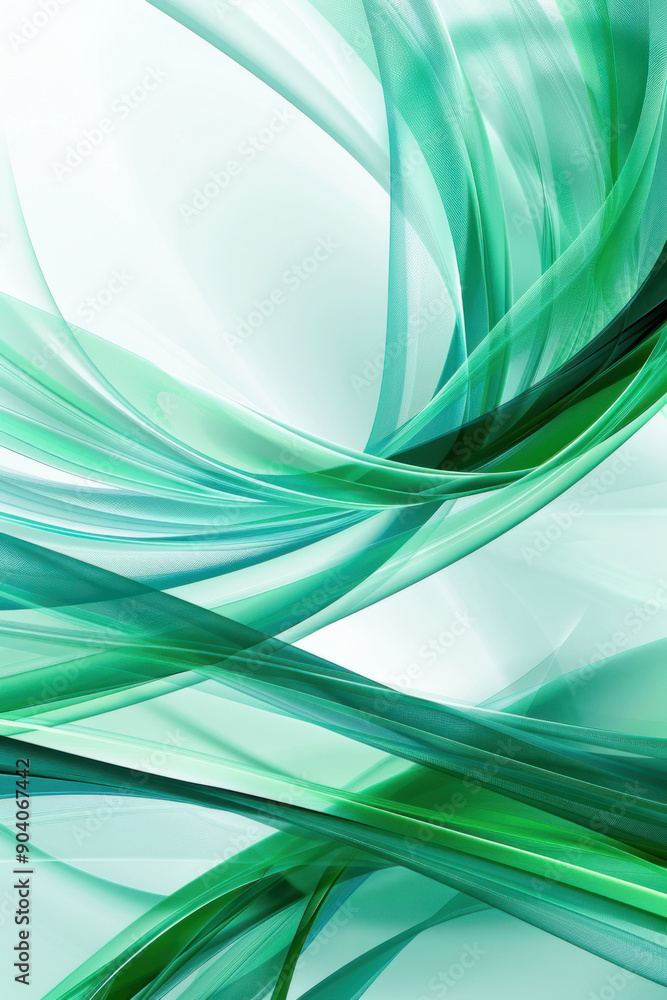 Poster technology background, dynamic neon patterns flow through the canvas, swirling in shades of green an